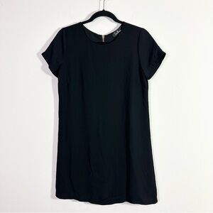 Lulus Black Short Sleeve Crewneck Shift Mini Dress